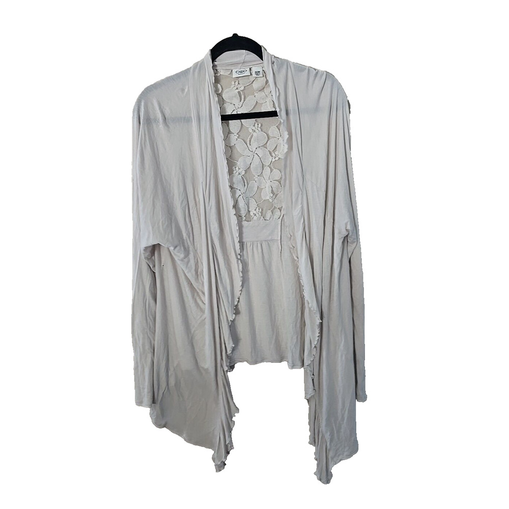 Cato White Floral Back Panel Open Front Cardigan Sweater Womans Plus Size 26/28W